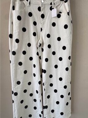 Women’s Polka Dot Wide-Leg Jeans — Black on White